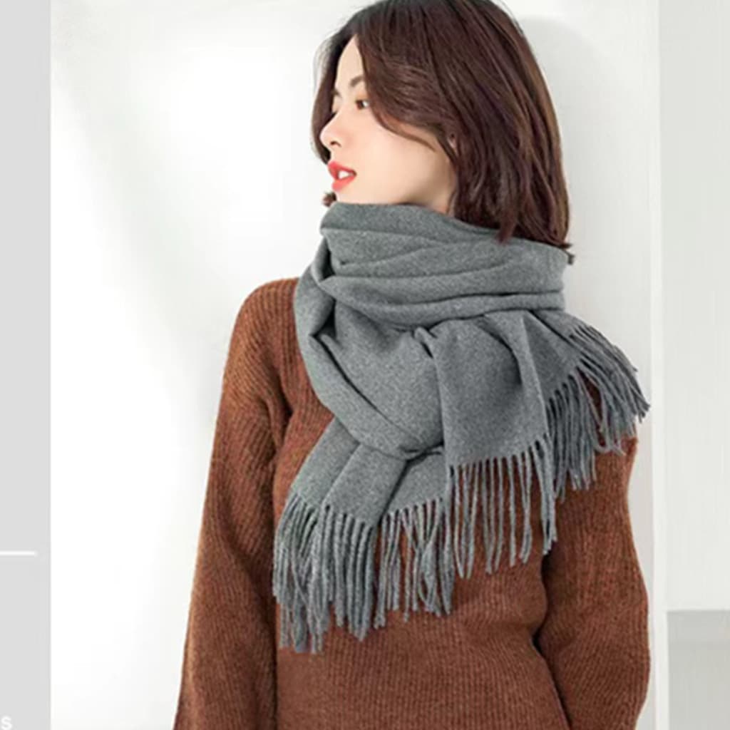 2025 novo estilo cachecol de cor sólida feminino inverno All-Match cinza babador masculino High-End estilo coreano imita