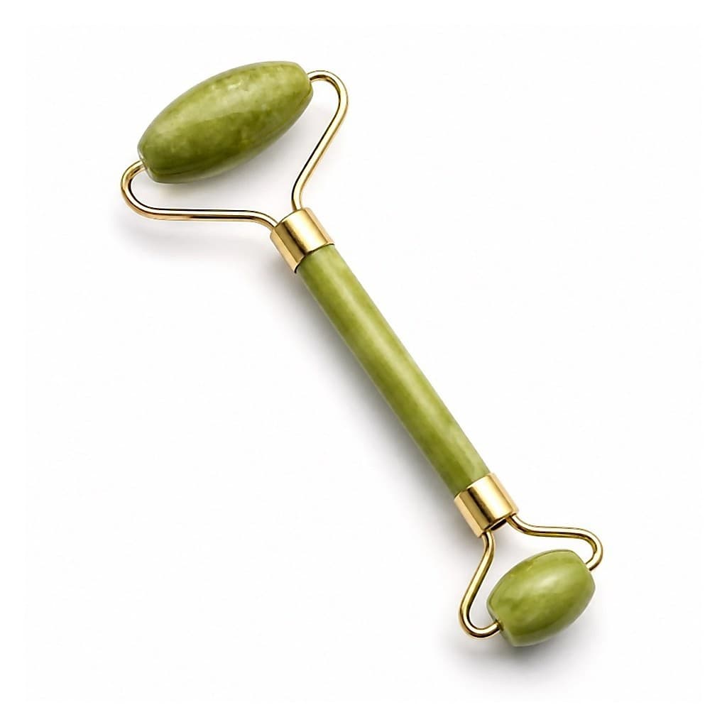 Rolo Massageador Facial De Jade Duplo Para Skincare E Massagem