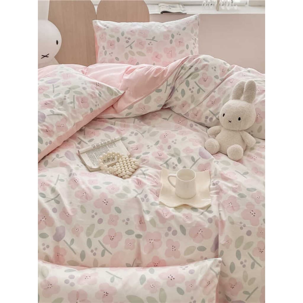 Estilo Pastoral fresco puro algodão colcha capa única peça de algodão rosa pequeno Floral único duplo menina coração col