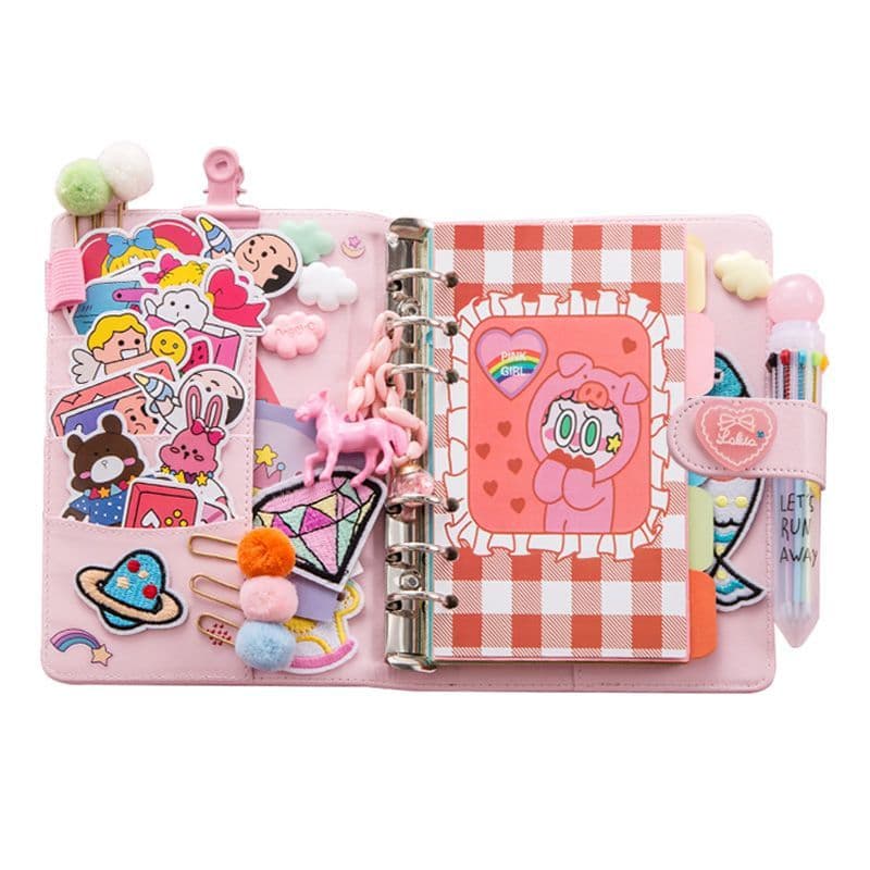 Coreia coreia bonito menina coração manual conjunto caderno grade de folhas soltas linha Horizontal caderno manual criat