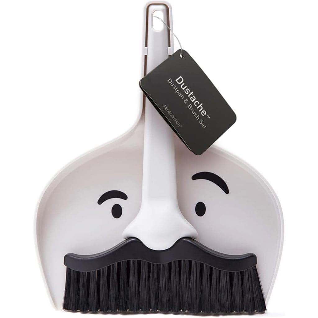 Conjunto de Pá e Vassoura Pequenas com Design de Bigode da Peleg Design, Mini Conjunto de Vassoura e Pá, Design de Bigod