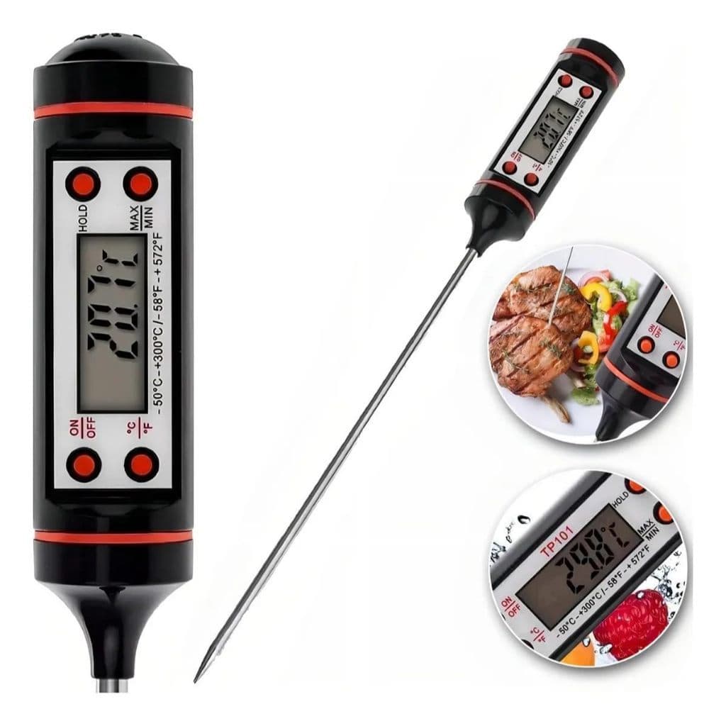 Termômetro Digital Culinário com Display de Fácil Leitura, Suporta Temperaturas de até 300°C