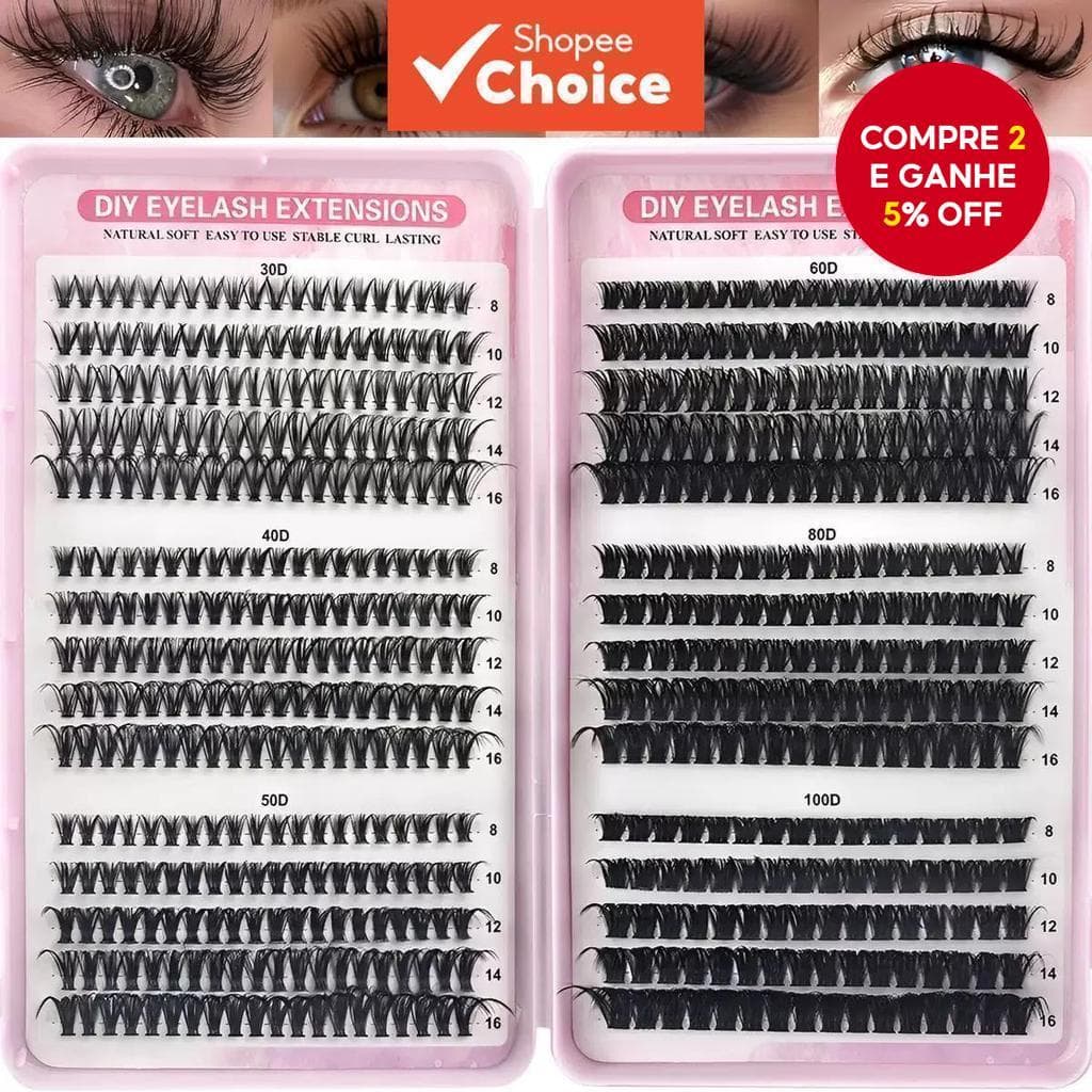 Kit De Extensão De Cílios DIY , 570 Unidades Individuais E Clusters Com Vedação De Ligação Ferramenta Aplicadora Para Us