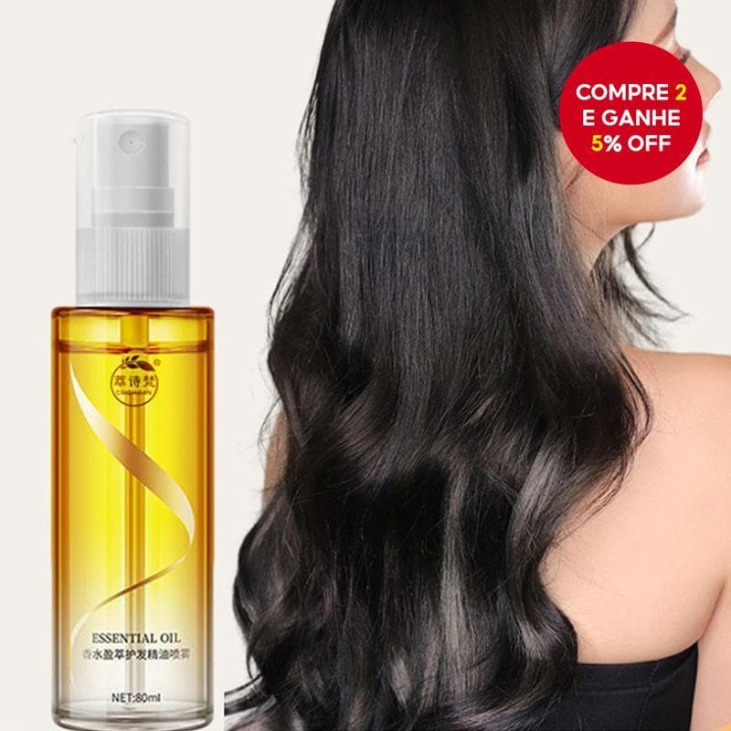 Óleo Capilar Perfumado - Tratamento Suavizante da Raiz às Pontas para Cabelos Rebeldes - Spray Leave-In com Essência