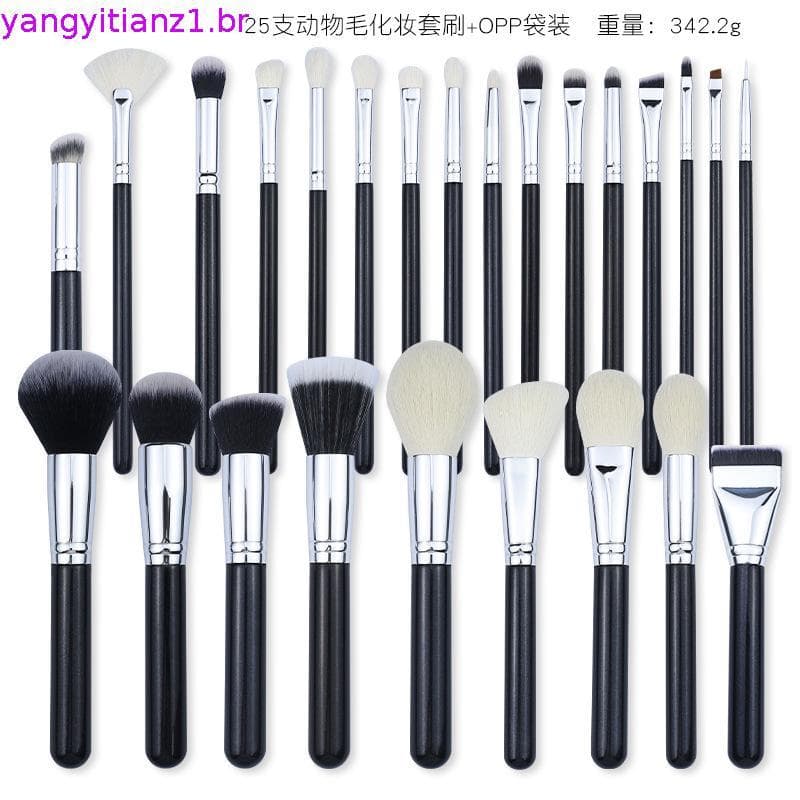 Pincéis de Maquiagem Profissionais de Cabelo de Cabra Natural para Viagem com Estojo, Conjunto de 15 Pincéis Kabuki para