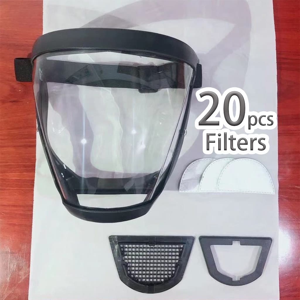 Versão atualizada da máscara protetora facial completa aprimorada, feita de material acrílico antiembaçante.