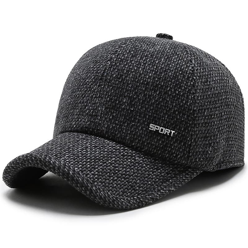 W chapéu de inverno masculino de meia-idade idosos chapéu de lã inverno ao ar livre proteção de ouvido boné de beisebol