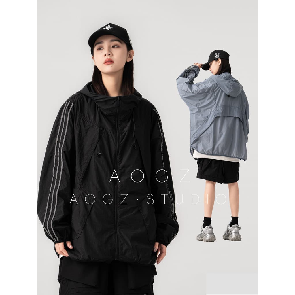 AOGZ Anti-ultravioleta protetor solar roupas masculinas verão estilo fino respirável série de montanha estilo americano