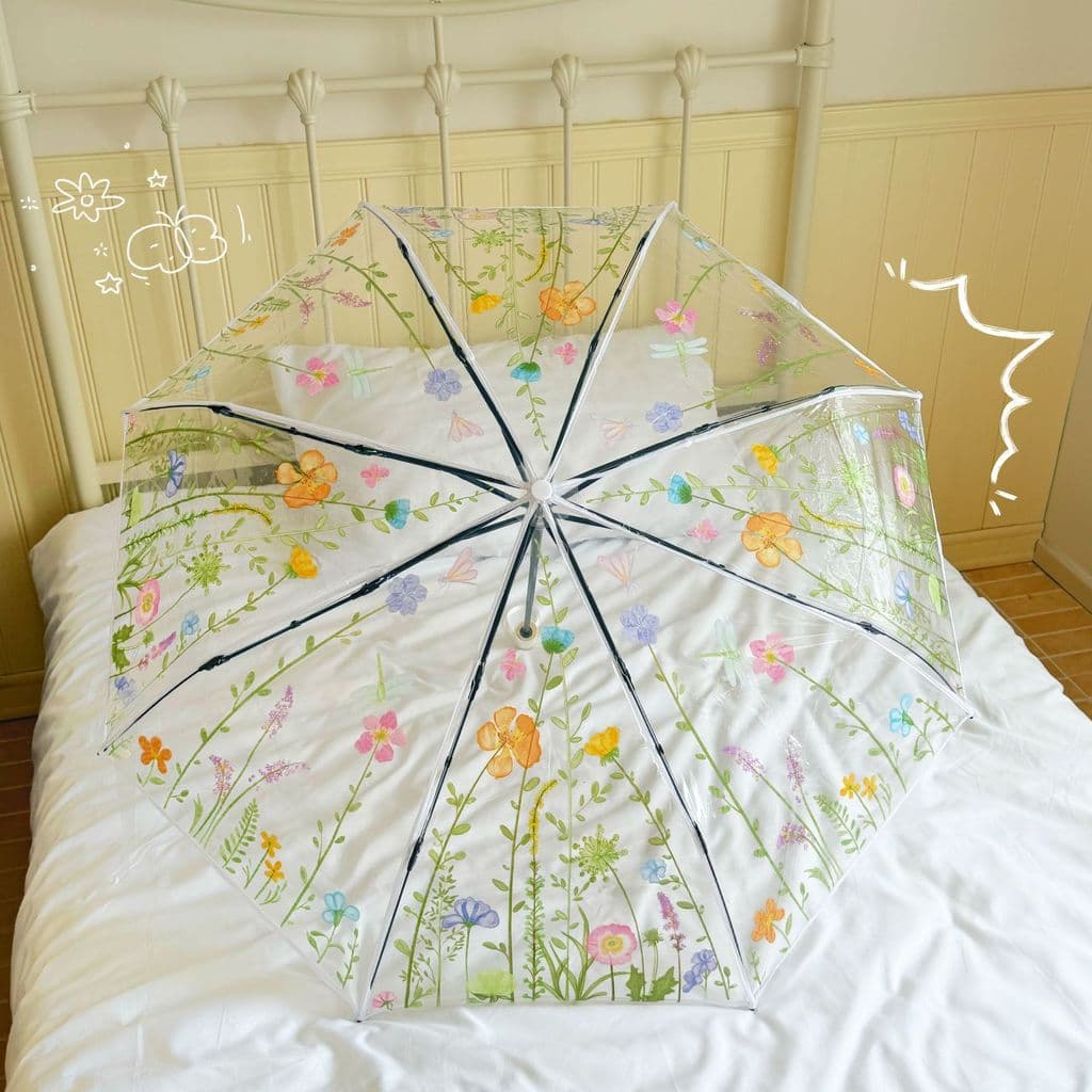 Mori série flores frescas guarda-chuva transparente engrossado dobrável Manual automático alça longa guarda-chuva foto d