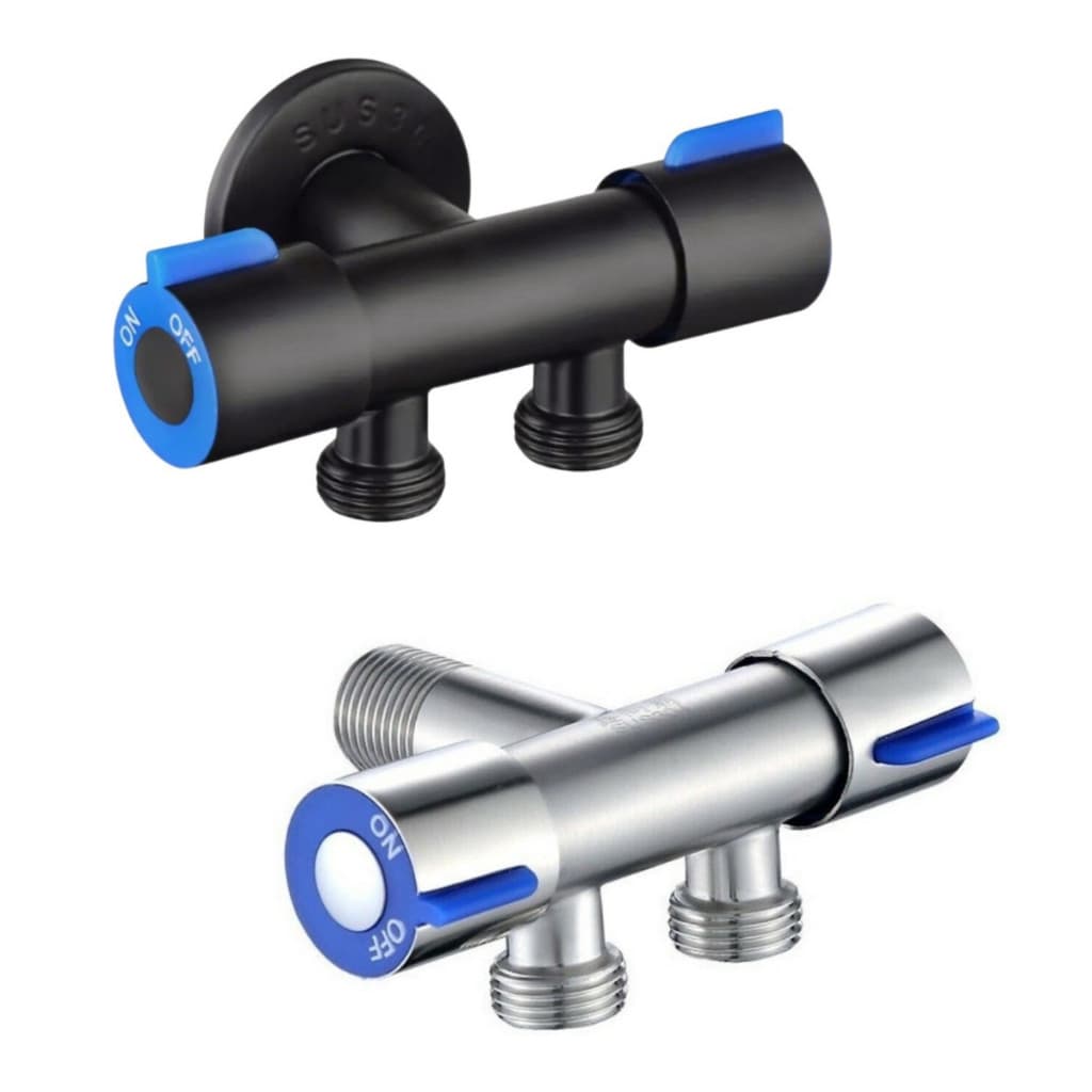 Torneira Registro T Duas Saídas De Água Inox Válvula Duplo