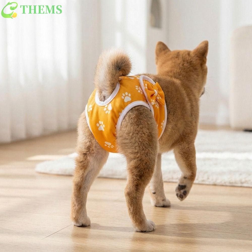 Calcinha Sanitária Para Cães THEMS , Fralda Respirável Com Padrão De Cachorro , Calças Fisiológicas Laváveis E Aconchega