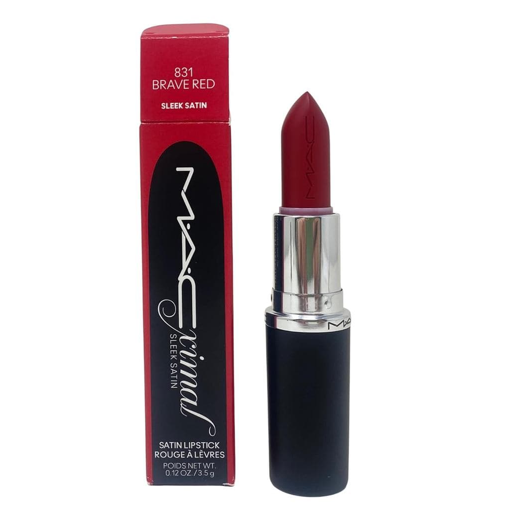 MAC Cosmetics M·A·Cximal Sleek Satin Lipstick - 831 Brave Red - (Vermelho amarelado) 0,12 oz / 3,5g