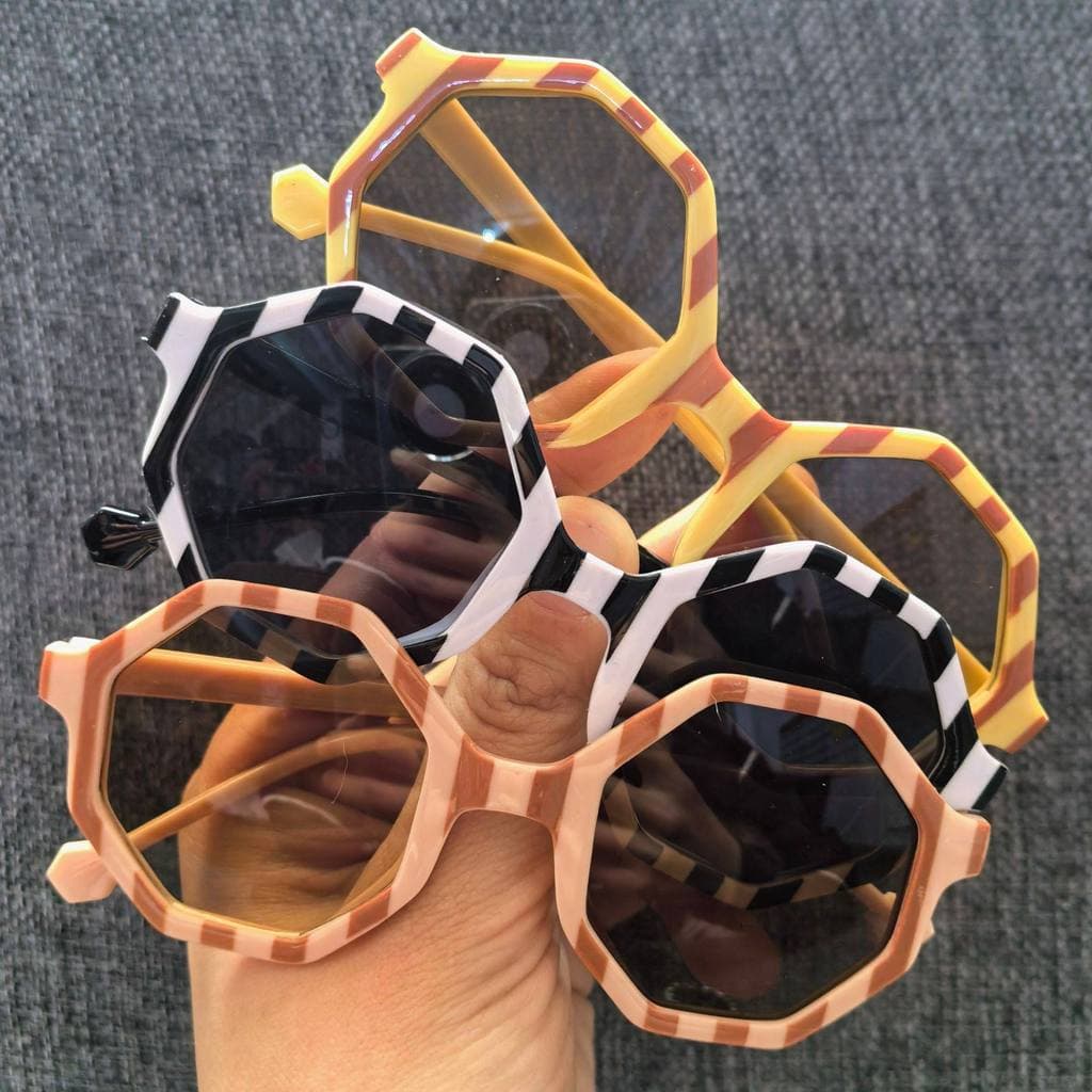 Óculos de sol infantis transfronteiriços retrô polígono multicolorido meninos meninas óculos de sol lentes transparentes