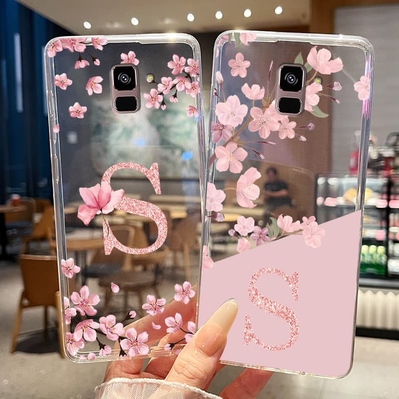Capa De Telefone Para Samsung Galaxy A8 2018/A8 Plus A8 + 2018 Caso Bonito Flor Carta Transparente Fino Macio Silicone E