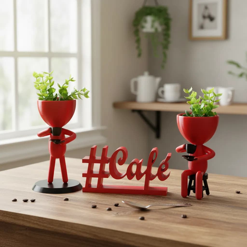 Kit 2 Vasos Bob Decorativos + #café Cantinho Café Decoração Vermelho