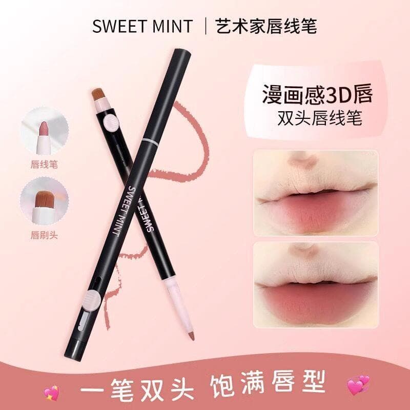 Mall mesmo estilo delineador labial de duas cabeças contorno formato de lábio caneta batom fosco aprimorado lábio Dudu p