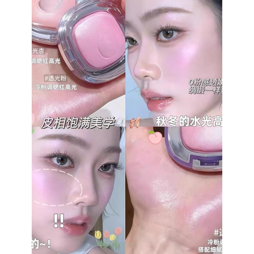 Sensação clara fascinante... Glitter iluminador em pó claro delicado sedoso Natural iluminador Blush uso duplo