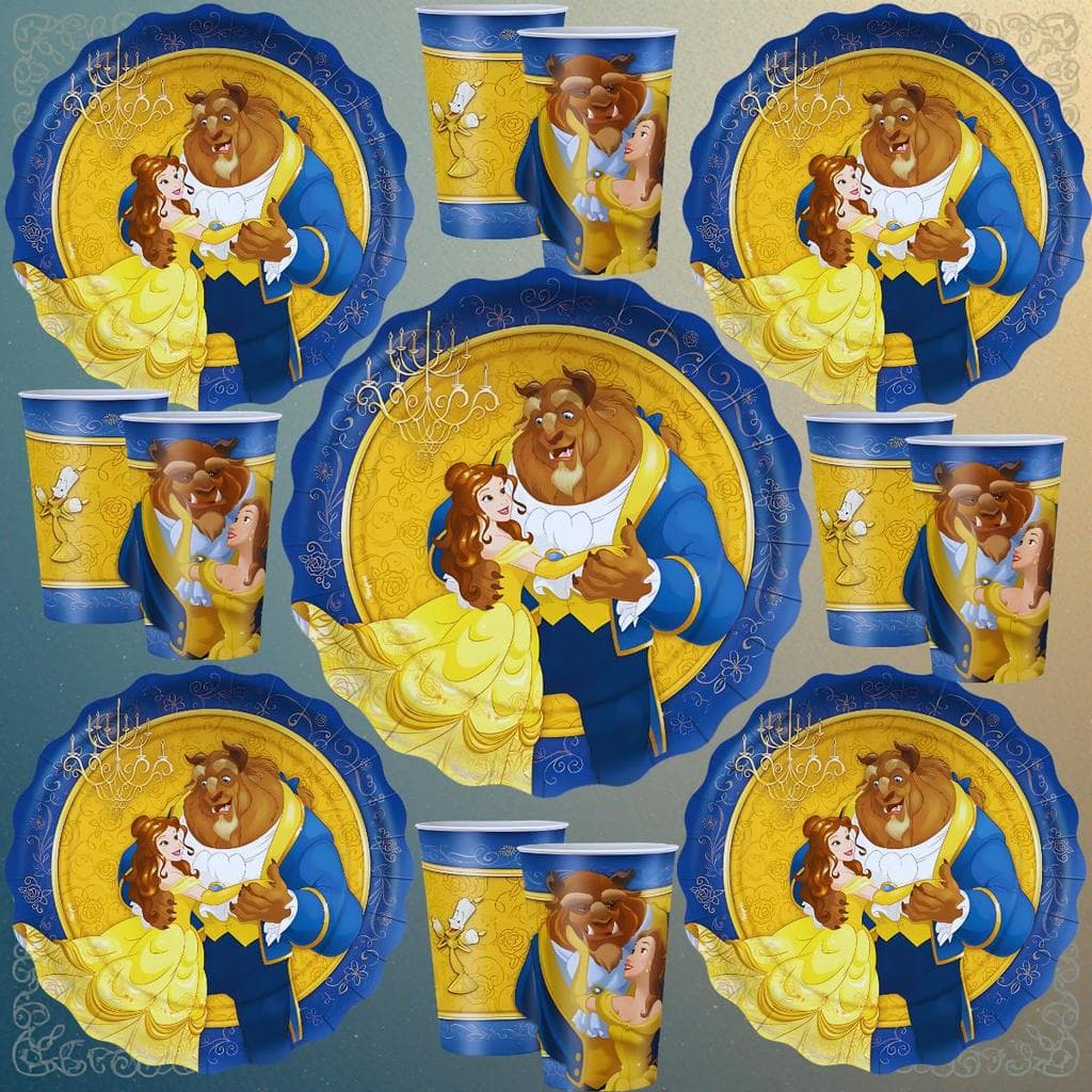 Kit Festa Bela e a Fera Pratos Copos Descartáveis Decoração Aniversário Infantil