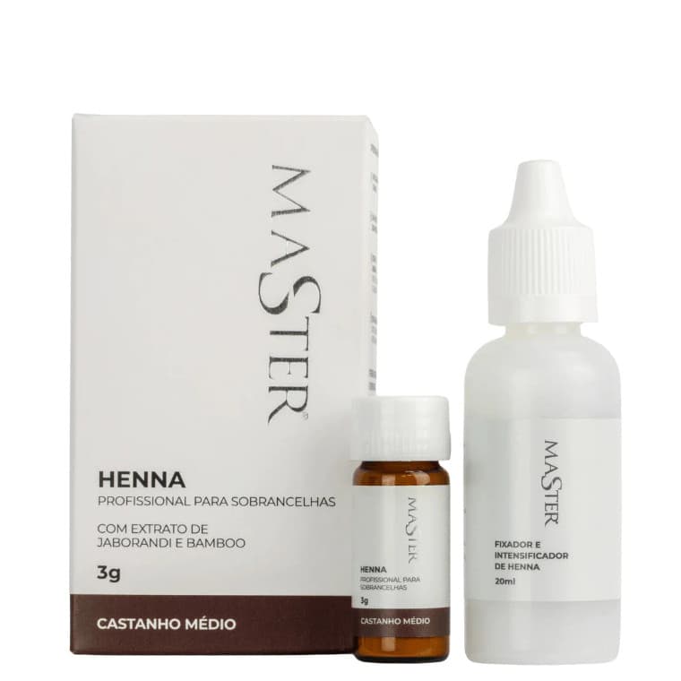 HENNA MASTER ELITE COM FIXADOR Castanho Médio e Castanho Escuro, Castanho Claro