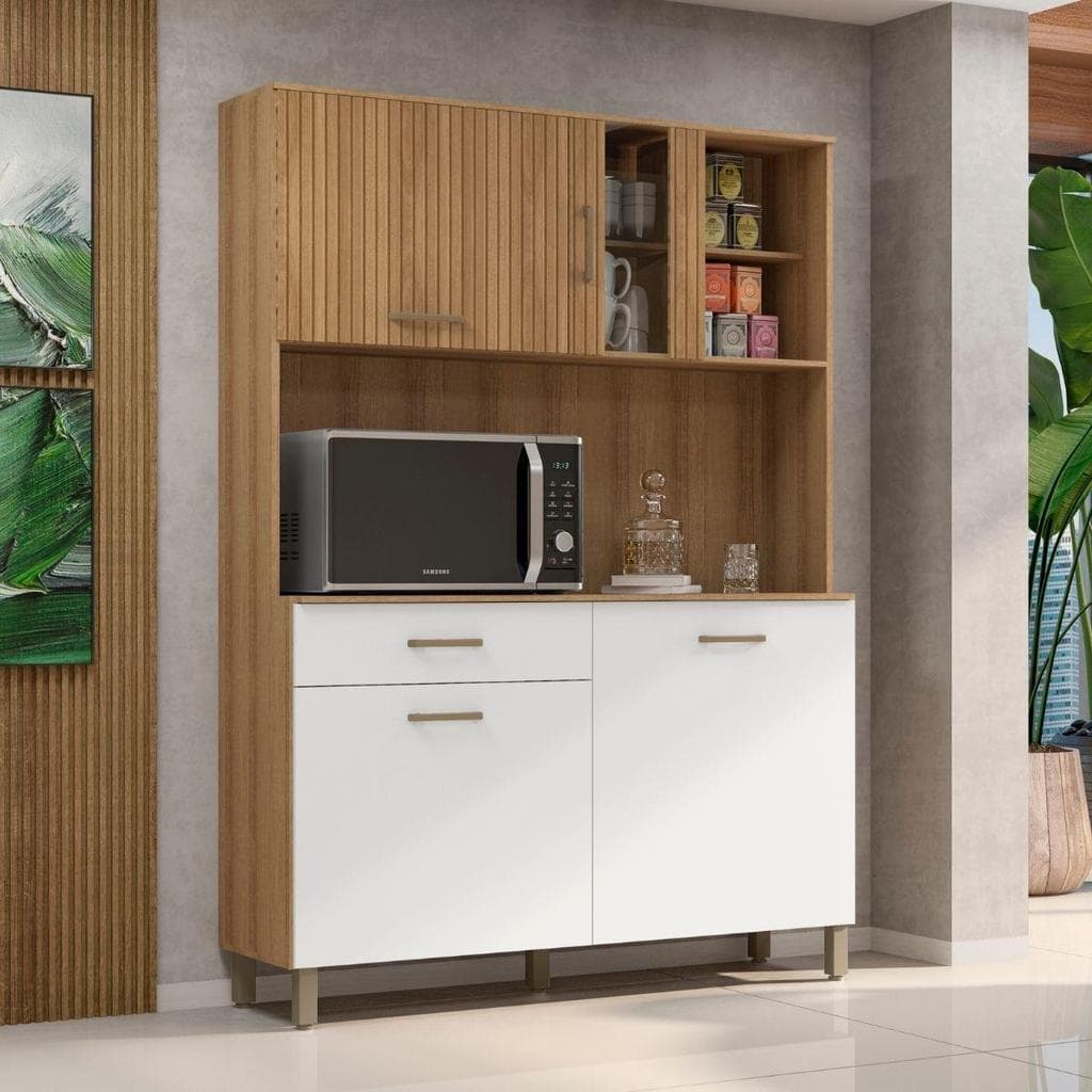 Kit Cozinha Viena Branco Ripado 1200