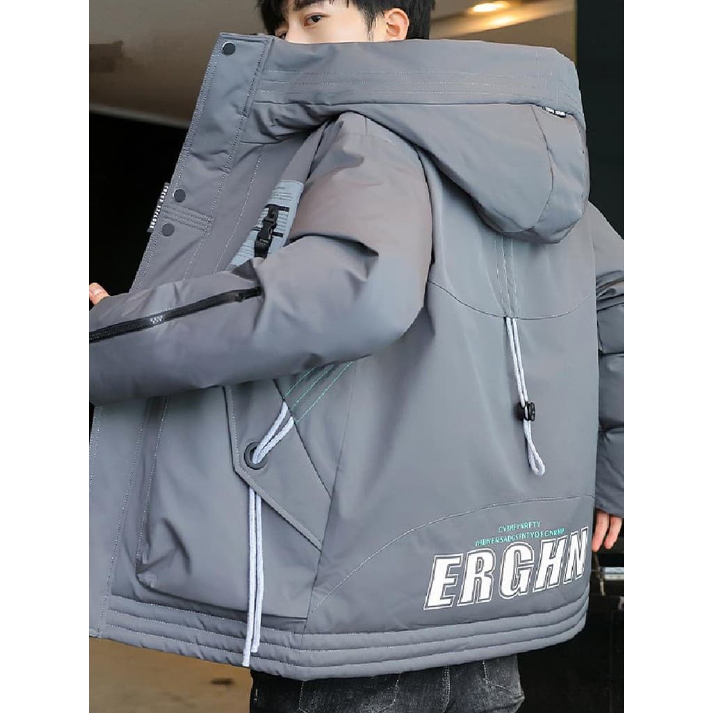 W Jaqueta de inverno masculina com capuz, roupa de rua solta, Casual, algodão, acolchoada, roupas masculinas, roupas de
