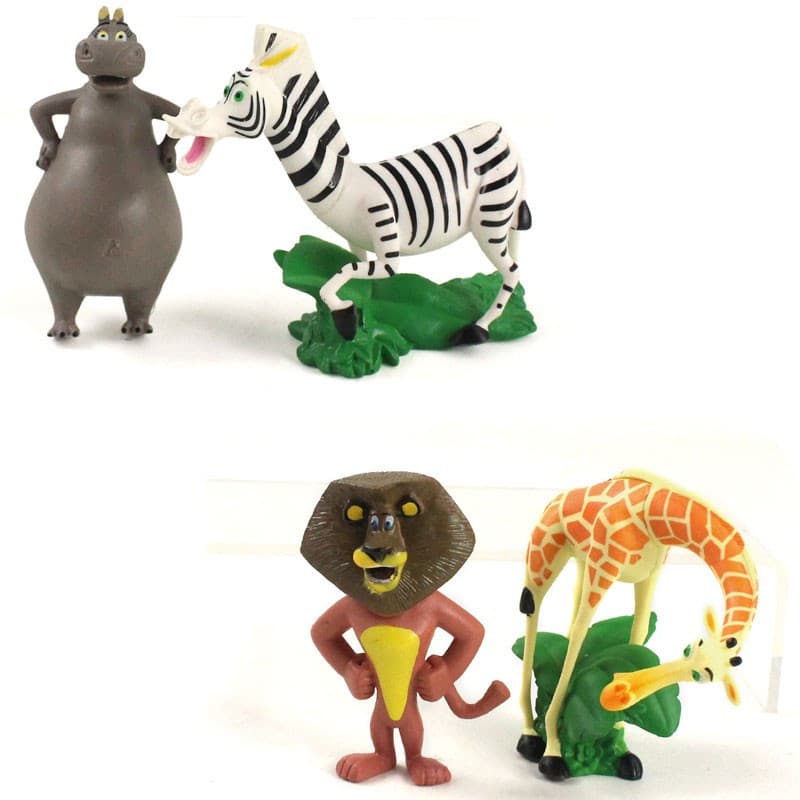 4 Pçs/Lote Filmes & TV Madagascar Alex Gloria Marty Melman PVC Action Figure Modelo Brinquedos Boneca Para Crianças Pres