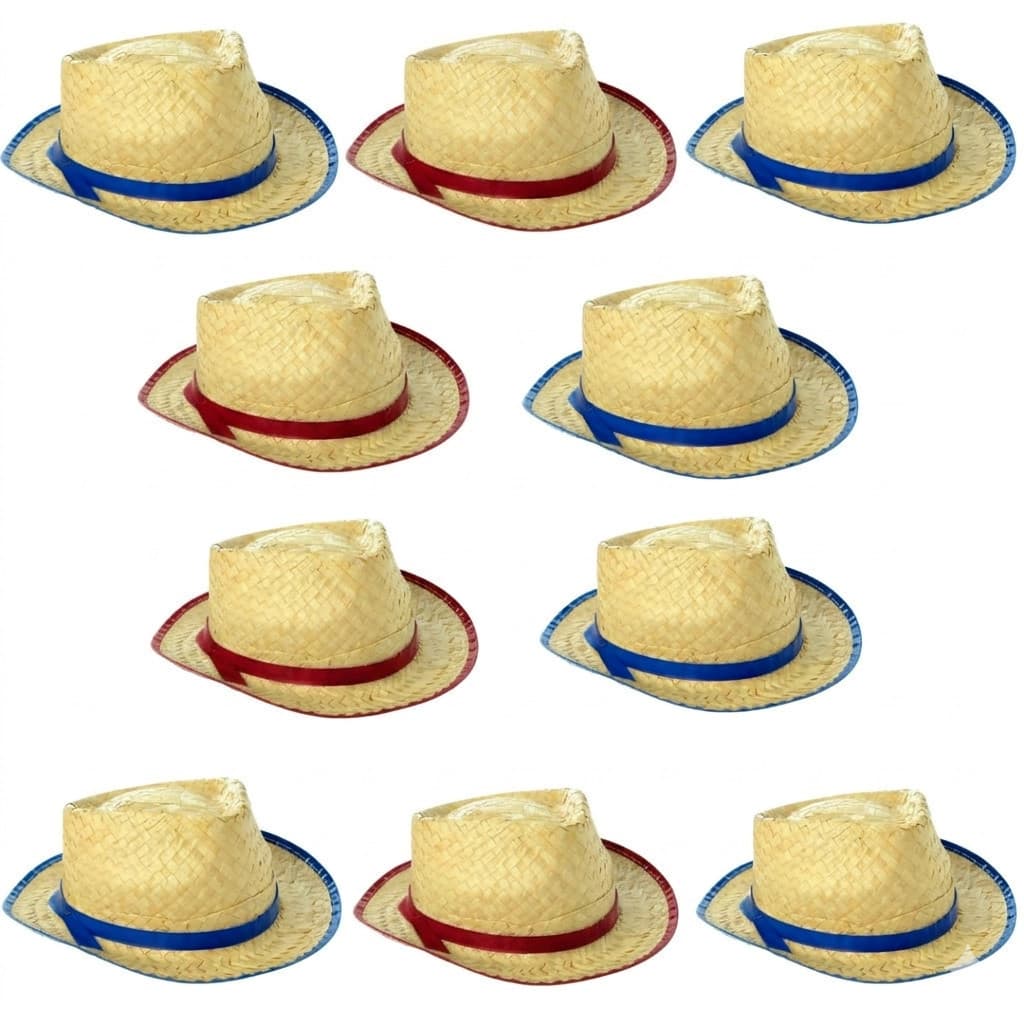 Kit com 10 Chapéus Juninos Malandrinho Coloridos Sortidos