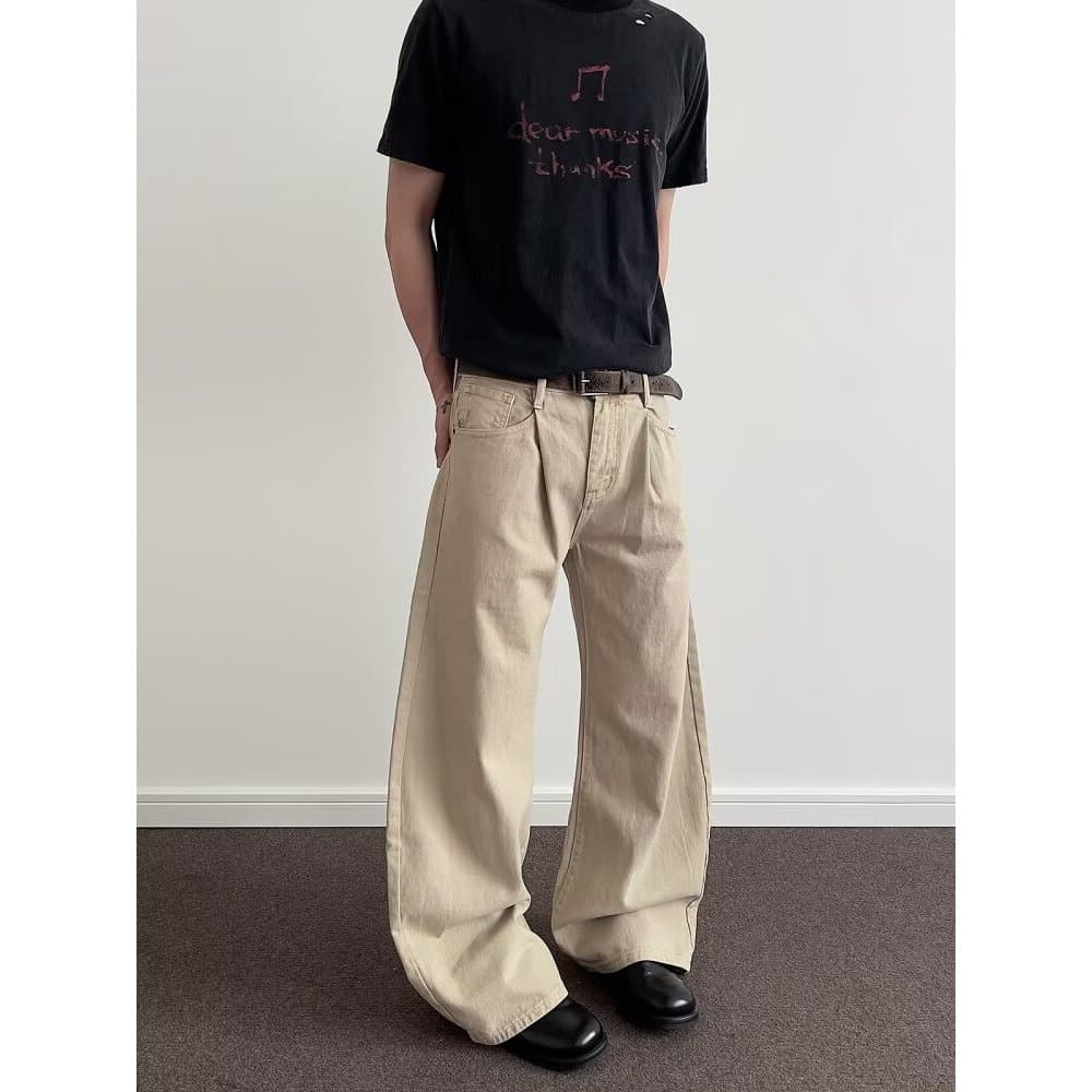Estilo Hong Kong na moda masculina verão novo estilo 2025 carta única Jeans Hip Hop ins na moda High Street na moda rufi