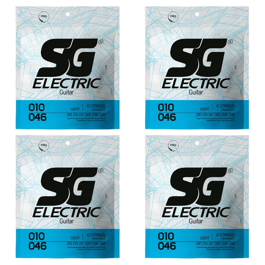 Kit 4 Encordoamento P/Guitarra 010  Leve SG