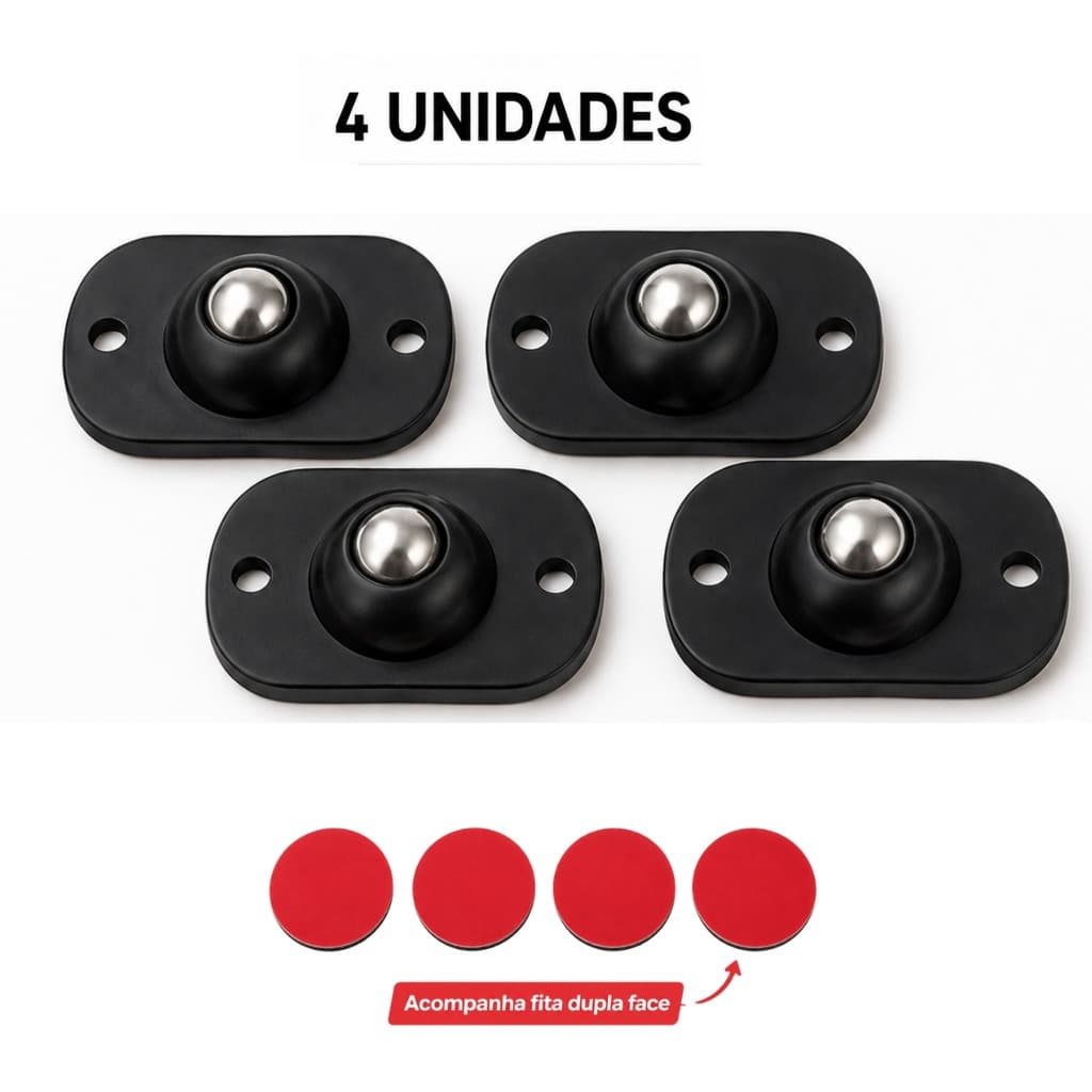Rodinha Esfera Adesiva Transferidora 360° Para Móveis Caixa Lixeira Organizador