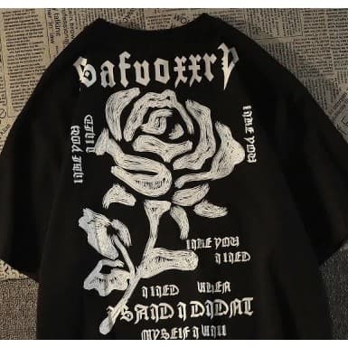 Camiseta Rosa Branca Frente Costas Top Streetwear Masculino Feminino Traje Camisa Blusa T-Shirt