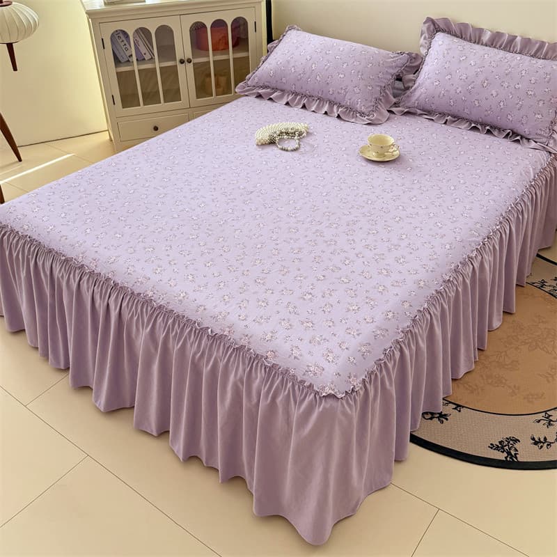 Saia de cama francesa de gaze dupla, peça única 2025, novo estilo, menina, coração, renda, capa de lençol feio, não puro