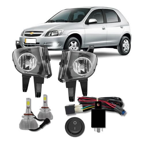 Kit Farol Milha Celta Prisma 2007 A 2014 + Super Led Branca