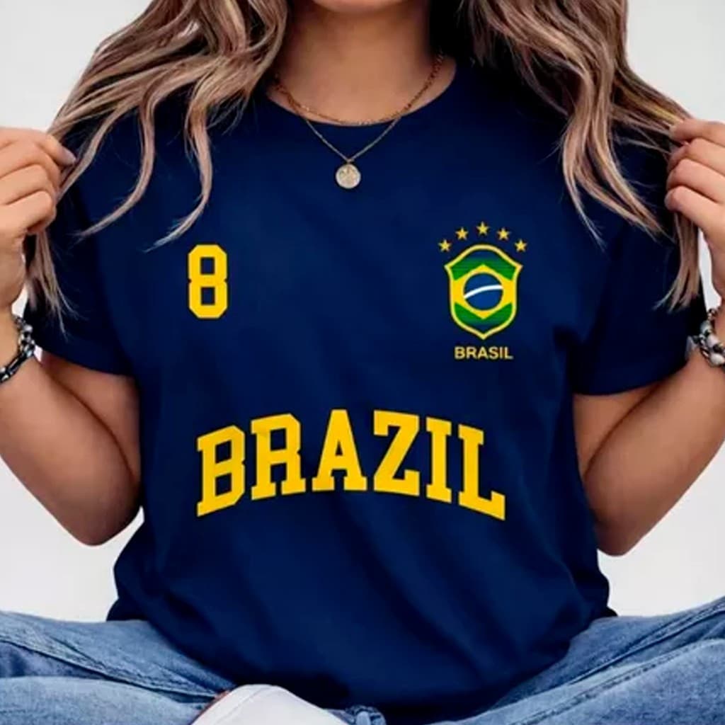 Camiseta Feminina Brasil T-shirt Verão Algodão