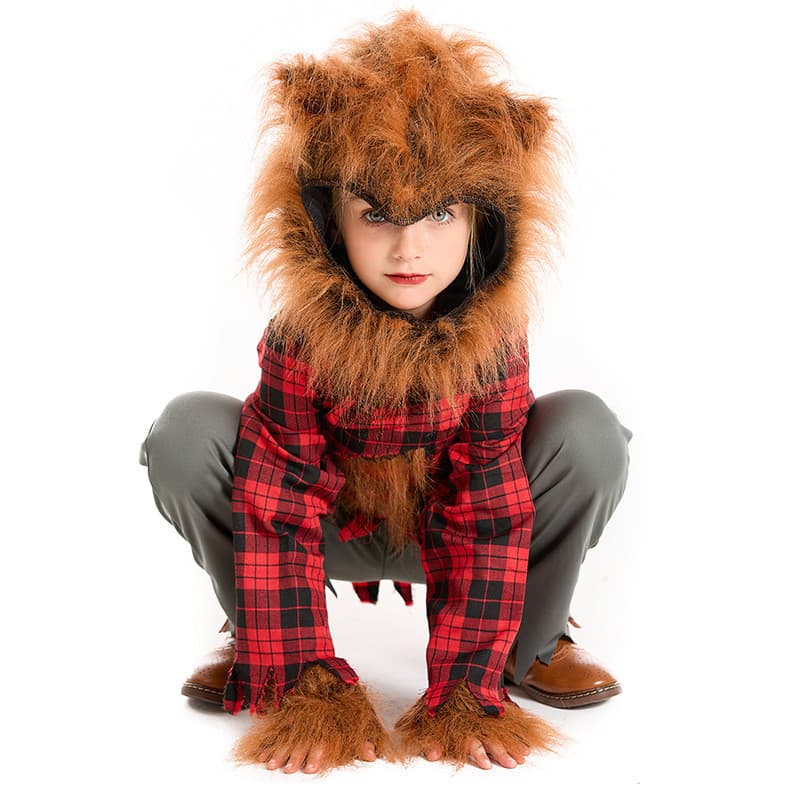 Halloween roupas infantis lobisomem Animal traje meninos desempenho traje meninas COS grande lobo cinza e chapeuzinho ve