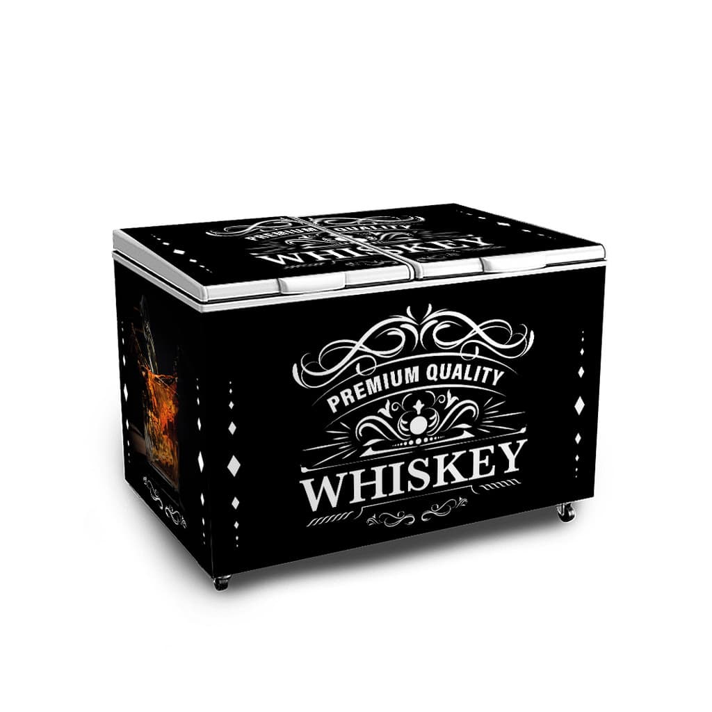 Adesivo Envelopamento Freezer Horizontal 2 Tampas Whisky Black Vinil Completo
