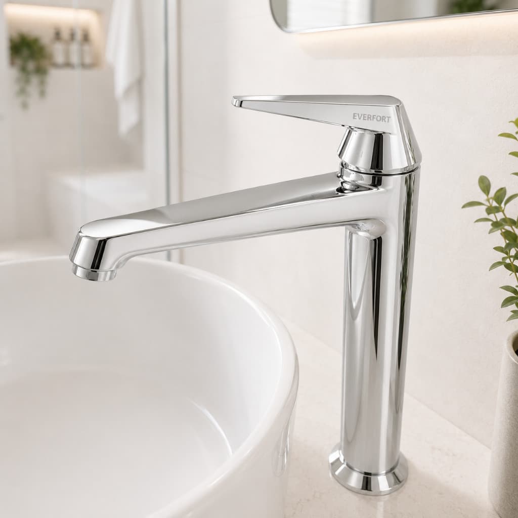 Torneira 304 Inox Banheiro 100% Metal Brilhante Para Cuba Banheiro Lavatório Água Fria/Quente