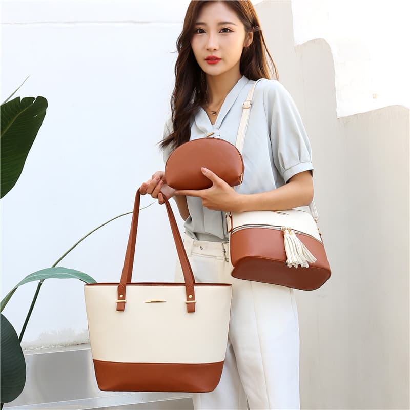 Conjunto de Bolsas Mãe e Filha em Cores Clássicas, Novo Conjunto de Bolsa e Carteira Feminina, Bolsa Elegante