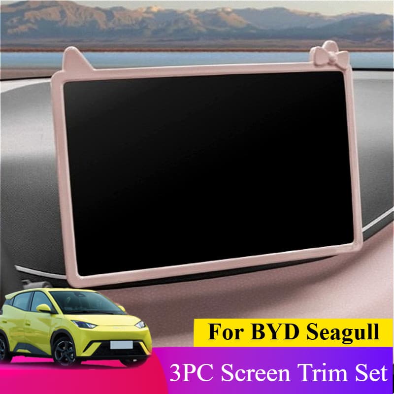 Nenhuma Ferramenta Necessária Guarnição De Tela ABS De 3 Peças Com Adesivo 3M Para Decoração De Carro BYD Seagull/Dolphi