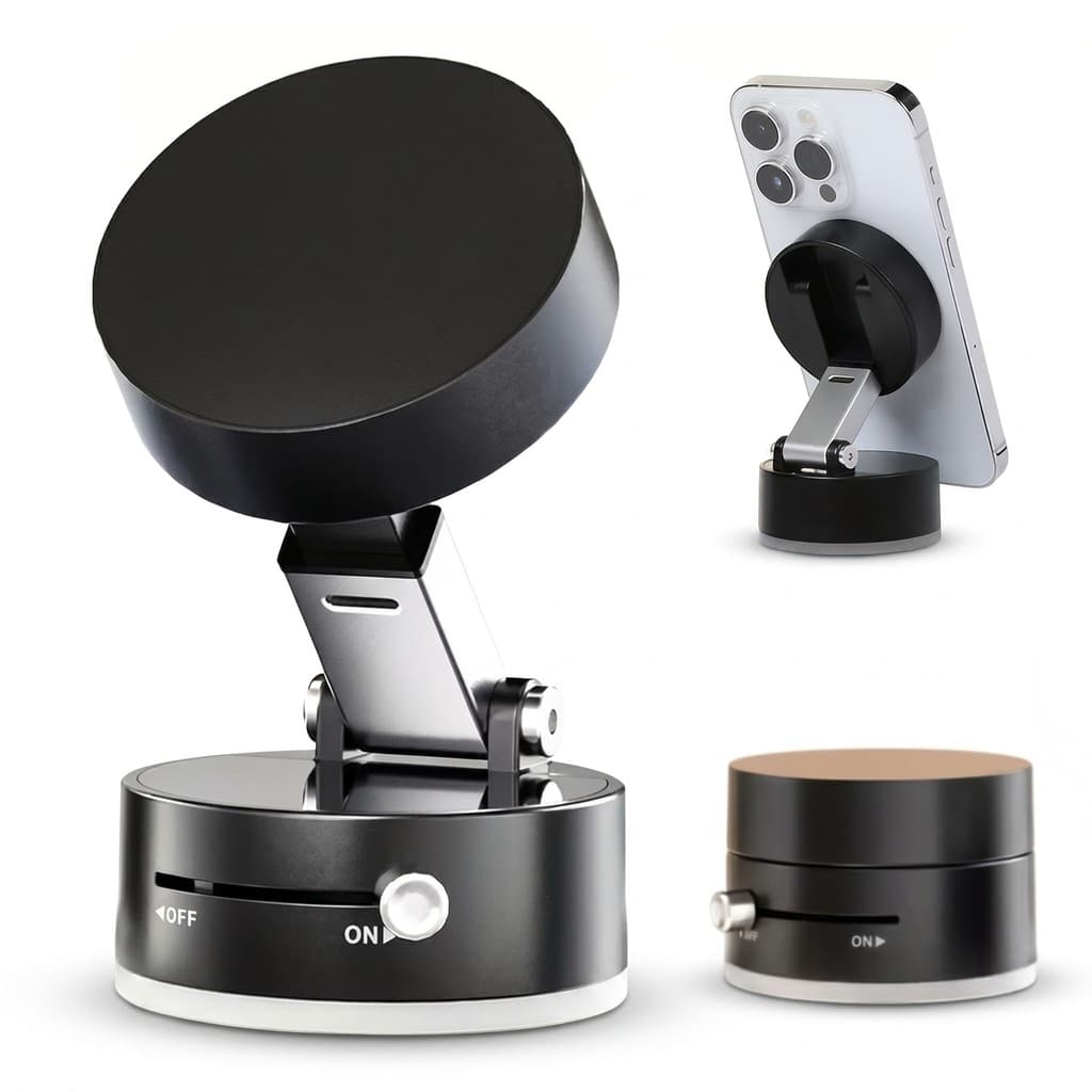 Suporte Magnético para Celular 360° Dobrável com Ventosa Dupla Face para Carro Painel e Vidro