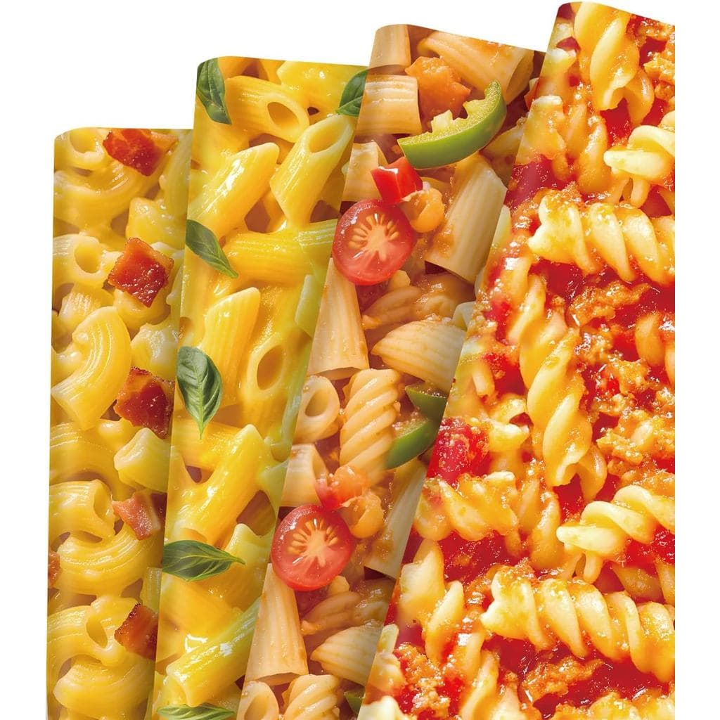 Pineraap Funny Macaroni Mac & Cheese Wrapping Paper - 12 Sheets 20 x 28 Inches, Food Themed Gift Wrap for Teens & Adults