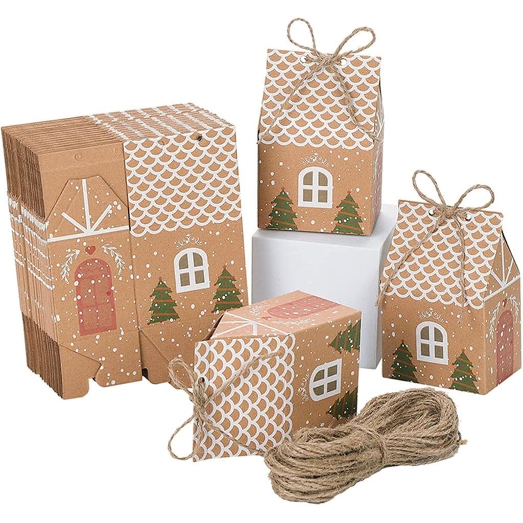Caixas de Presente de Papel em Forma de Casa SamanterHouse com Cordões, Embalagem de Papel para Doces, Chocolates, Prese