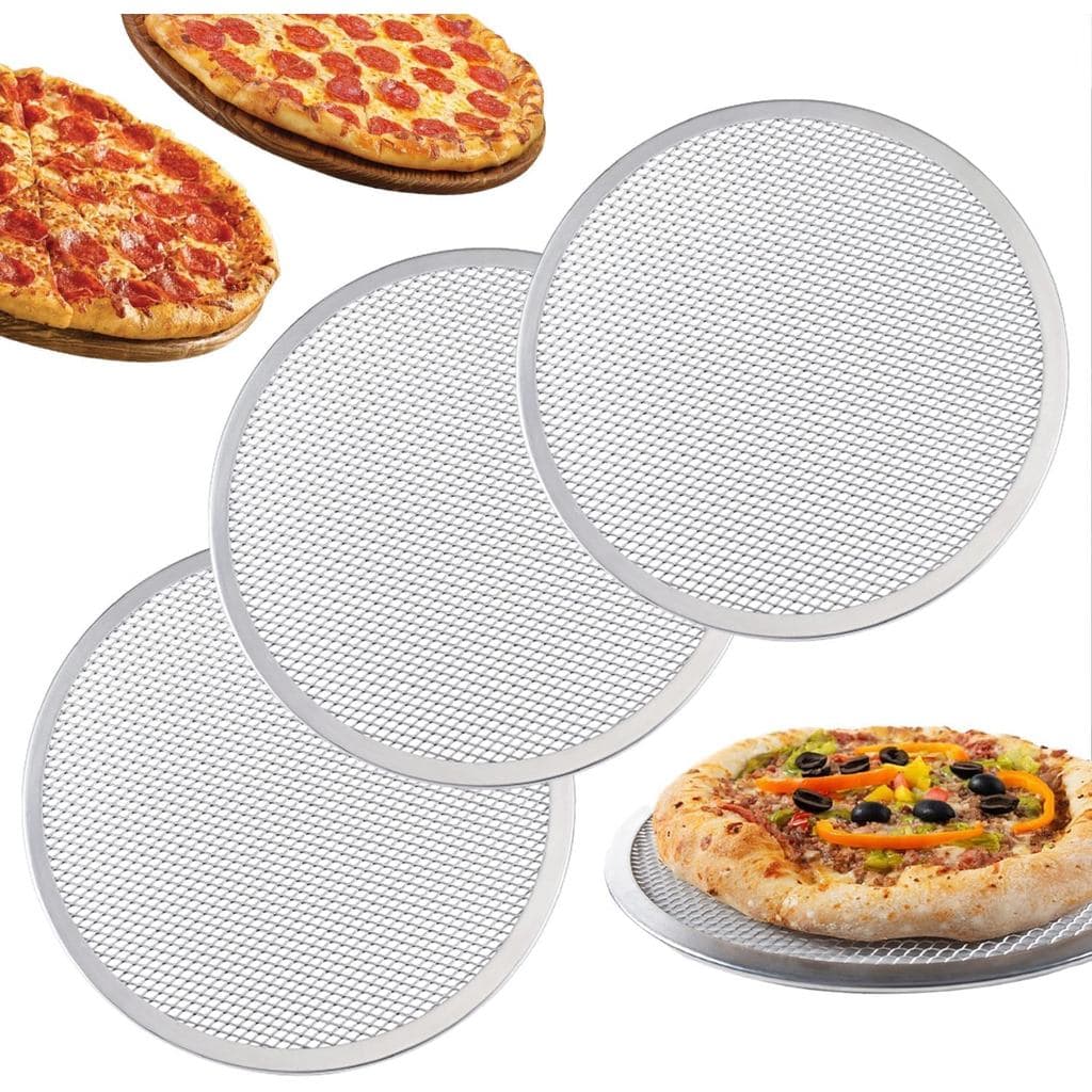 RHBLME Conjunto de 3 Telas de Alumínio para Assar Pizza, Tela de Pizza de 12 Polegadas, Tela de Assar de Qualidade Profi
