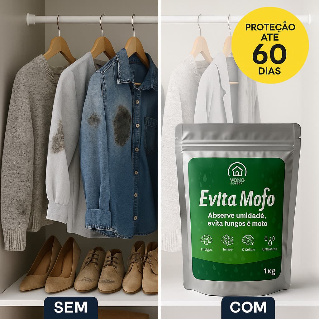 Evita Mofo Antimofo em bolinhas 1kg/2kg + copinho recipiente  Evita Mofo Vòng Home para ambientes umidos