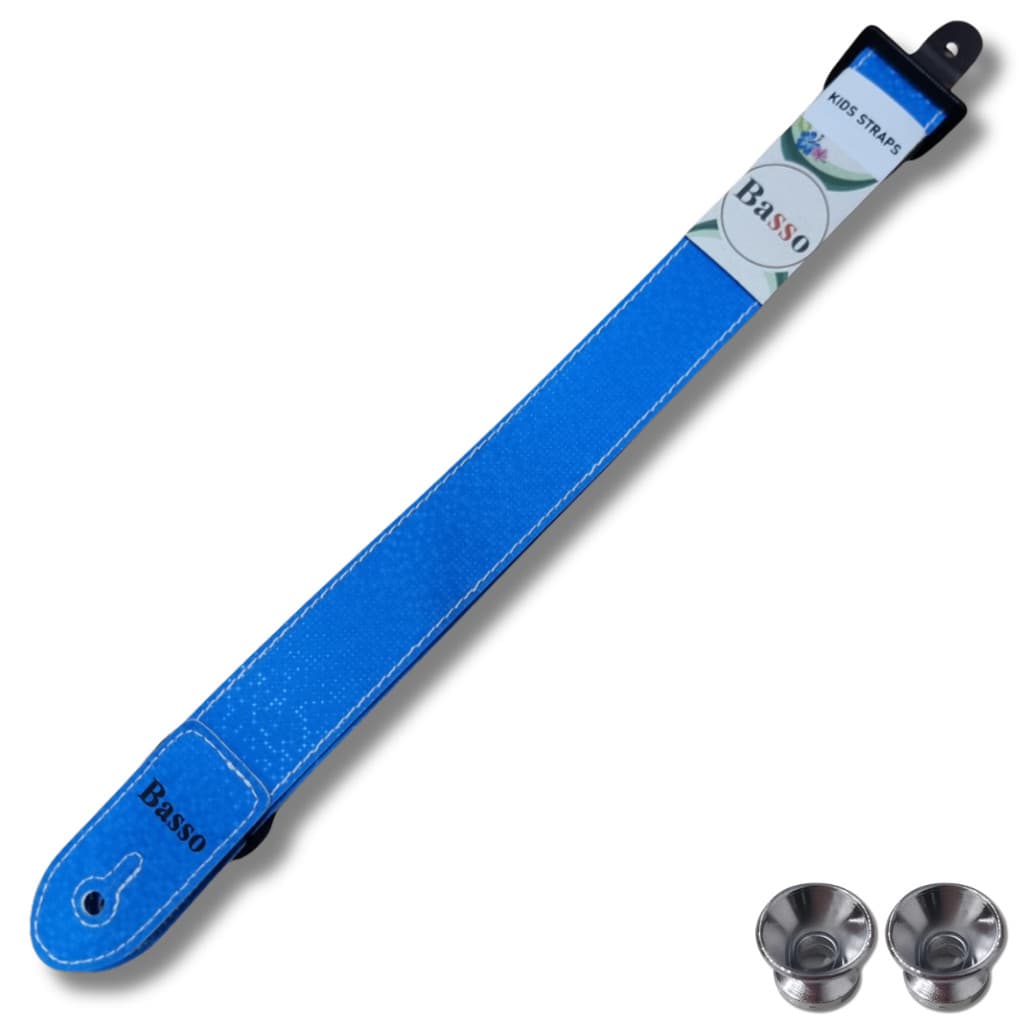 Kit Correia Infantil Violão 4cm Azul Holográfico + 2 Roldana
