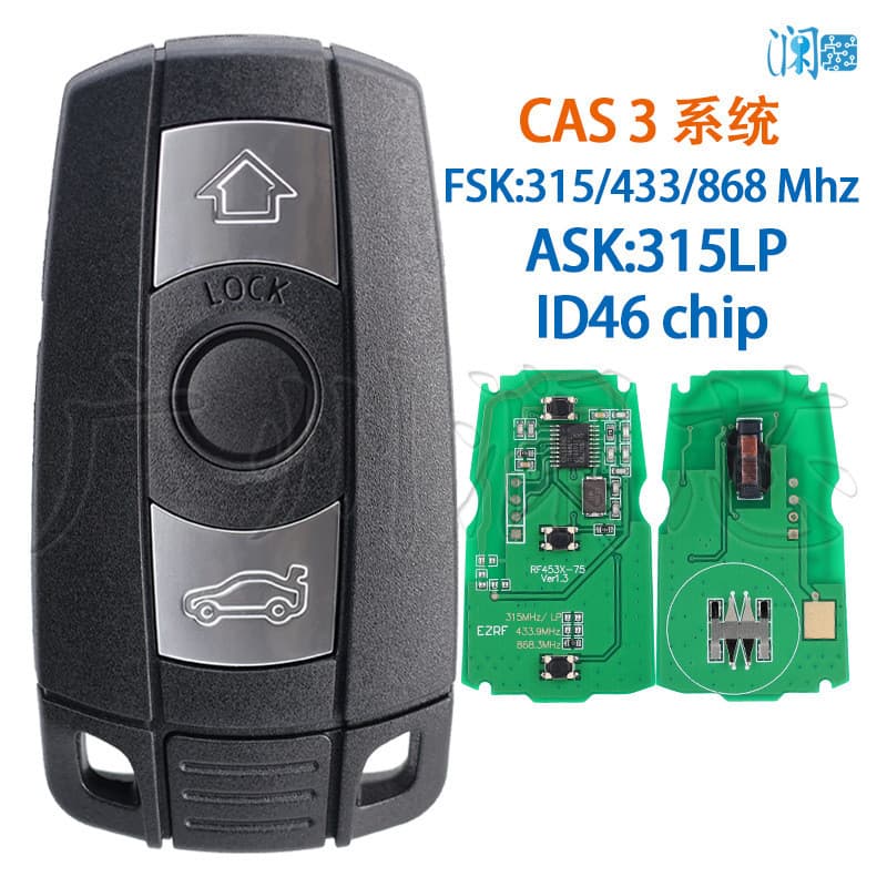 Adequado para chave de carro de controle remoto Semi-inteligente BMW CAS3 46 Chips 315/433/868 MHz 315LP