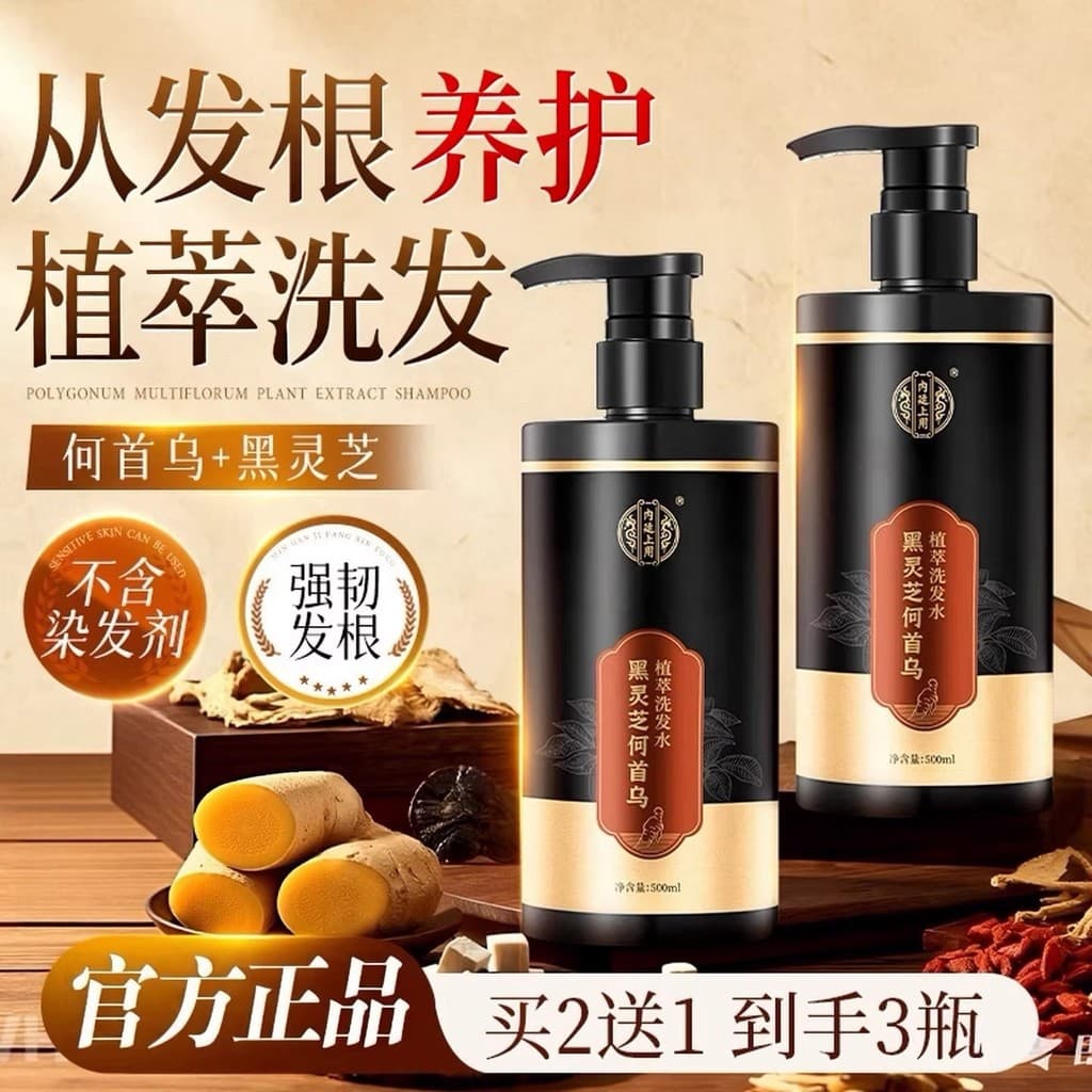 Polygonum Multiflorum Shampoo Extrato de Planta Preto Ganoderma Lucidum Hidratante Controle de Óleo Fofo Anticaspa Creme