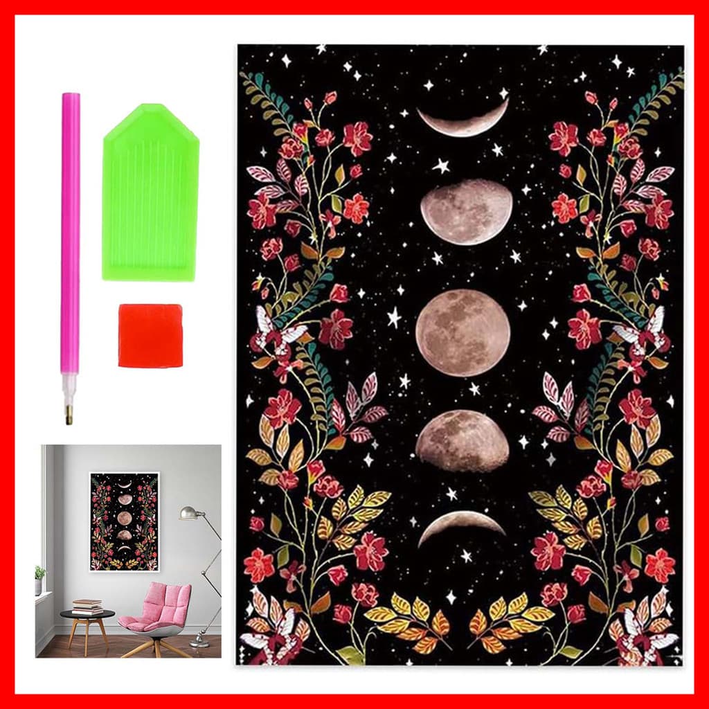 40x30cm lua Floresta redonda Pintura Diamante, Conjunto de pintura infantil, adulto 5D arte, DIY artesanal presente
