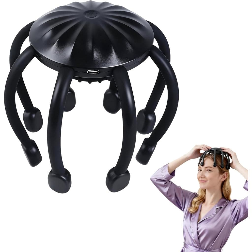 Massageador Elétrico para Couro Cabeludo, 360 °   Massageador de Cabeça Octopus Automático com 4 Modos para Relaxamento