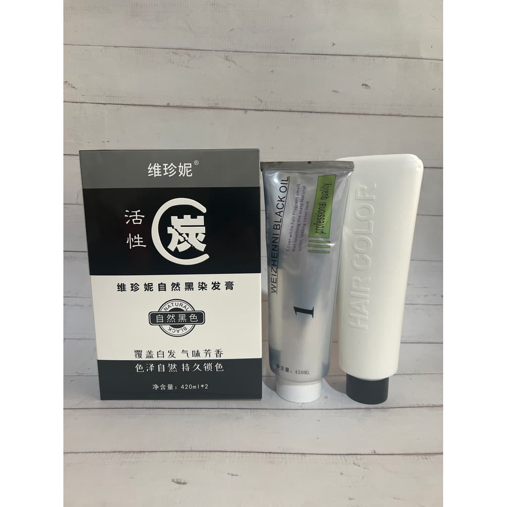 Virginny creme de tintura de cabelo (preto Natural) cobertura de carvão ativado cabelo branco óleo preto tintura de cabe